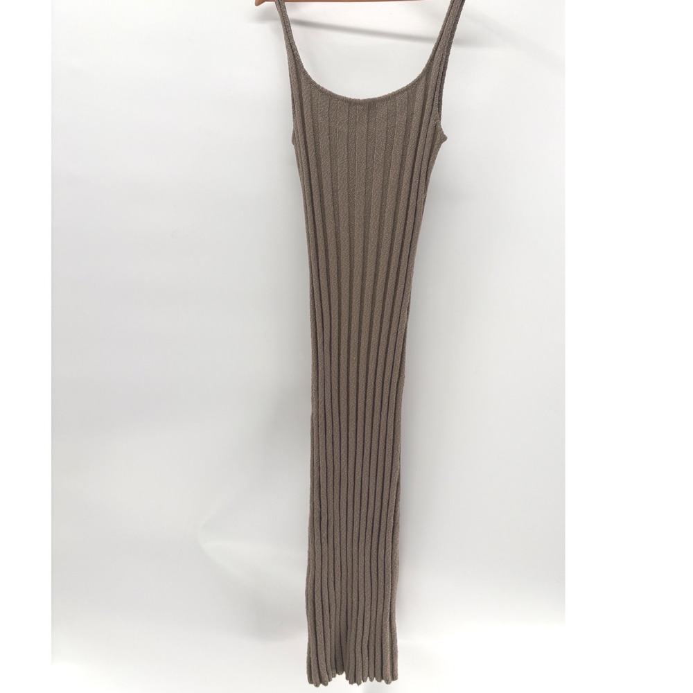 Free People Beach Slip Dress Midi Santos Ribbed Olive Stone Brown Women Medium - Picture 3 of 11